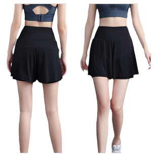 胖mm女夏速干防走光裙裤大码运动健身房瑜伽服跑步五分短裤裙网球