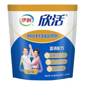 25年4-6月）伊利中老年多维高钙400g奶粉 富硒 无蔗糖 配方牛奶粉