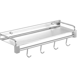 太空铝铝板带钩置物架 卫浴单层平台厨房浴室壁挂五金挂件收纳架