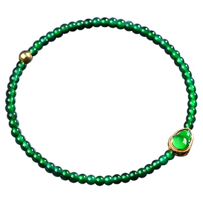 天然a货阳绿翡翠葫芦小米珠手串