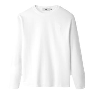 HLA/海澜之家圆卫衣白色长袖T恤2025秋季新款圆领柔软刺绣打底衫