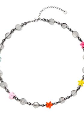 Dream＆Radio设计感彩色星星串珠项链女轻奢小众个性锁骨链2024新