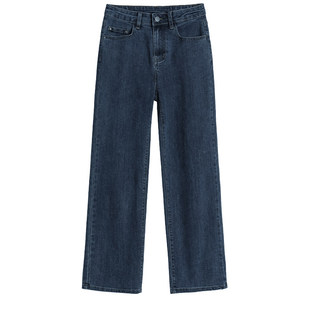 直筒牛仔裤女2026复古加绒八分九分小个子显瘦春秋款高腰烟管裤子