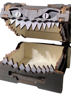 「很凶狠的箱子」小心被咬！怪物宝箱收纳盒子创意木质工艺品摆件