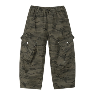 左西童装男童裤子春秋款儿童户外洋气迷彩工装裤2026新款大童长裤