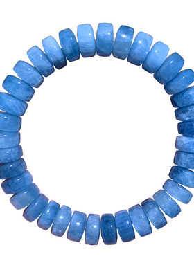 天然巴西冰种海蓝宝盘珠随形手链