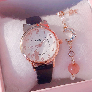 儿童手表女孩女款中小学生可爱少女防水防摔指针式夜光卡通石英表