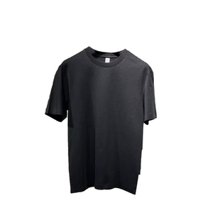 无痕压胶 十字格纹路 230高克重夏季男女情侣纯色圆领打底短袖T恤