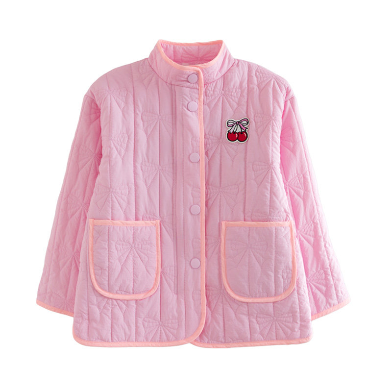 ILOVEJ女童蝴蝶结绗缝棉服外套