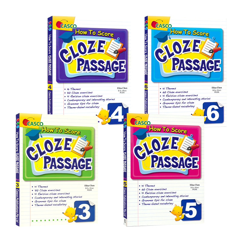 Casco How To Score Cloze Passage 3-6 新加坡英语 得分系列 完型填词 3-6年级 小学完型练习 语法 词汇 英文原版进口图书