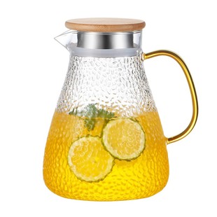 冷水壶玻璃耐高温家用大容量凉水瓶泡茶壶套装锤纹夏季耐热开水杯