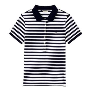 GANT/甘特25新款夏季女士气质上衣蓝白条纹T恤休闲翻领短袖POLO衫