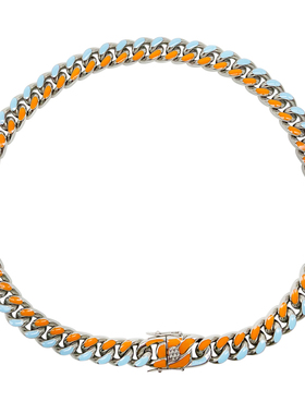 ins撞色拼接彩色嘻哈时尚古巴链