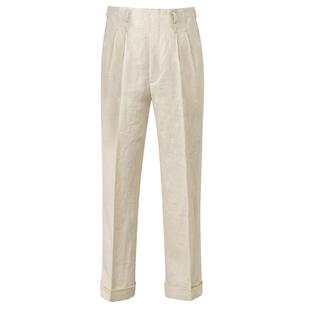 CULTUM法国重磅亚麻双褶高腰好莱坞裤子西裤男直筒休闲长裤