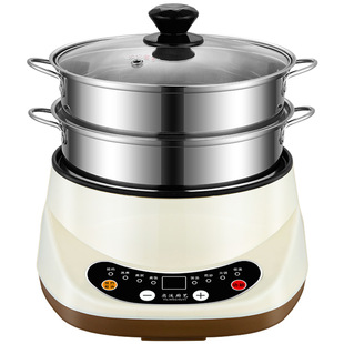 预约电煮锅多功能家用电炒菜炒锅蒸煮一体锅宿舍小电锅2人带蒸笼