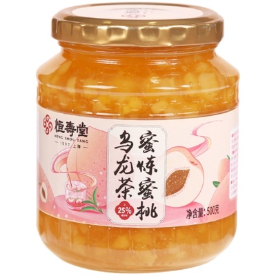 恒寿堂蜜炼蜜桃罐装泡水喝的乌龙茶