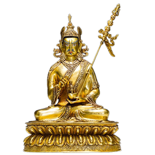 欧斯特莲花生大士铜像摆件 錾刻尼泊尔工艺铜鎏金莲花生大师雕像