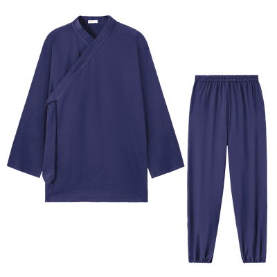 棉麻武当亚棉道士服装斜襟三清领