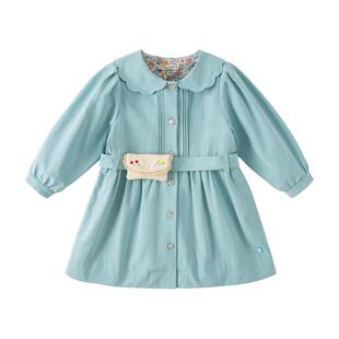 戴维贝拉春装儿童风衣女童洋气中长款外套宝宝休闲防风上衣童装