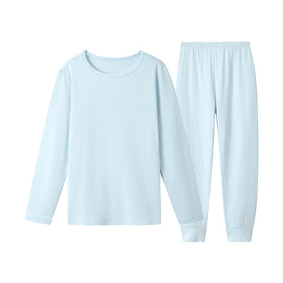 安奈儿童装男童女童秋衣裤套装秋新款莫代尔打底提花透气睡衣睡裤