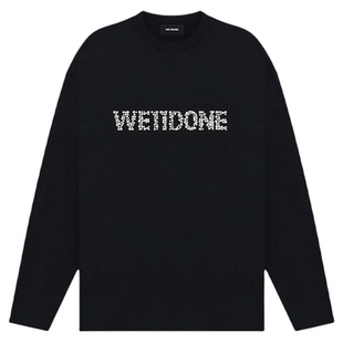 WE11DONE男女同款珍珠样式LOGO水洗长袖T恤