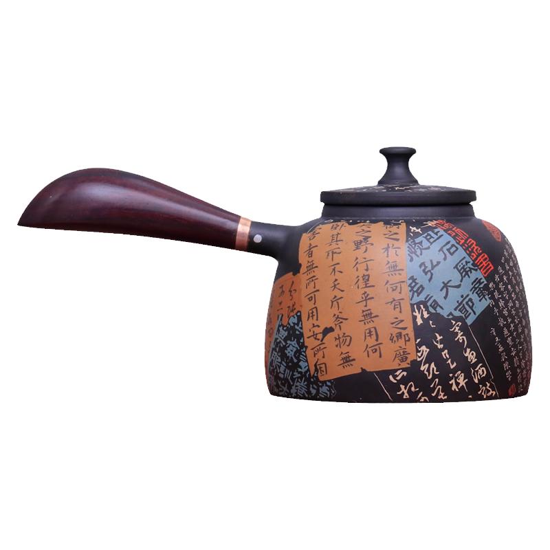 茶壶云南建水紫陶侧把