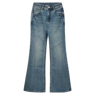 西町村屋气质感女装2025秋新款复古风百搭喇叭牛仔长裤XHAC10779