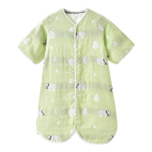 暖梦宝宝睡袋婴儿春夏秋季款儿童分腿纱布一体睡袋纯棉空调房睡衣