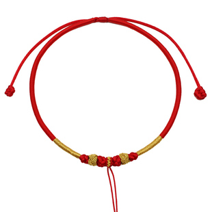 宝宝长命金锁挂绳红项链绳子儿童项圈吊坠绳手工编织金锁编绳婴儿