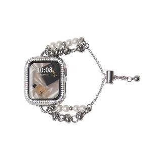适用applewatchs9表带珍珠手链s8s7s6苹果手表s5s4s3手表带女生夏天iwatchs9新款表链女款高级感iwatchse夏季