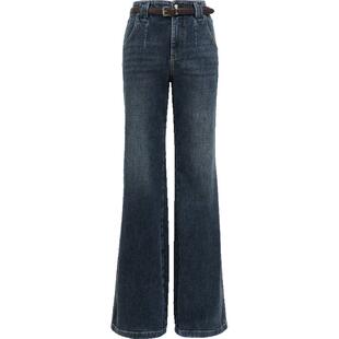 ONLY2025冬季新款磨毛内里保暖腰带装饰高腰宽松喇叭裤牛仔裤女