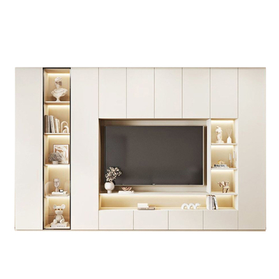 实木电视柜一体满墙电视背景墙