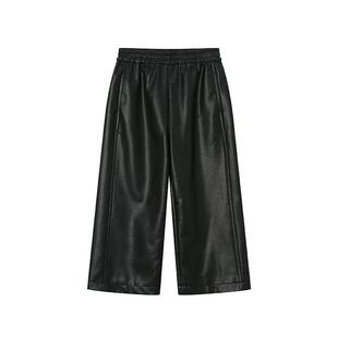 RBIGX瑞比克童装秋季新款设计感阔腿皮裤潮流女童长裤