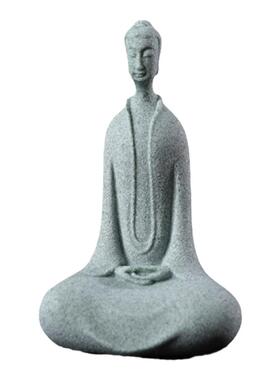 中式北魏三圣青砂石佛摆件