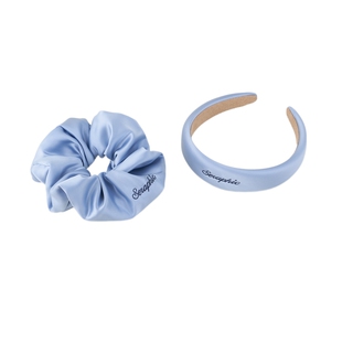 AJIDOU阿吉豆发箍女多蓝色高颅顶宽头箍复古丝带大肠发圈时尚发绳