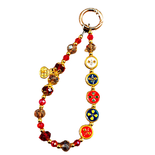 中国风五路财神串珠手提链手腕短挂绳手机壳汽车钥匙扣包包挂件潮