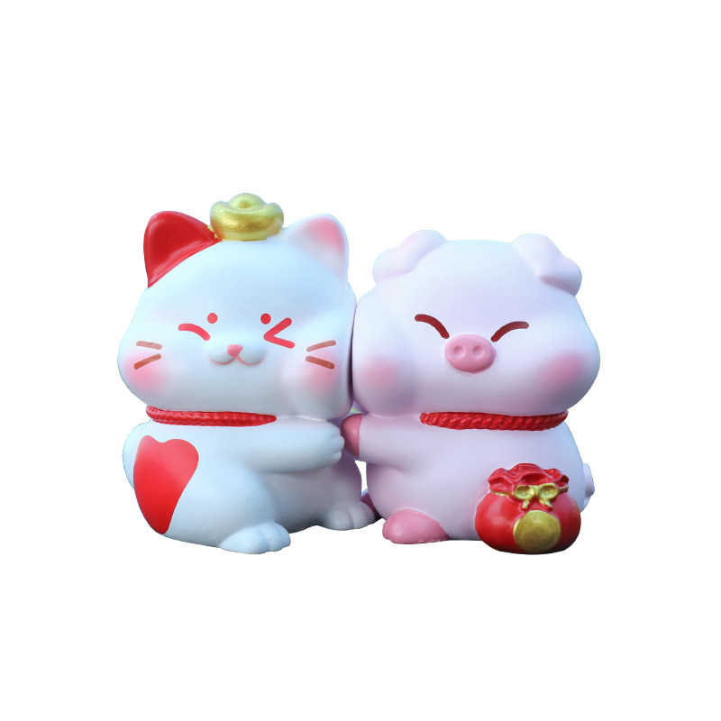 磁吸招财猫小猪卡通车载摆件
