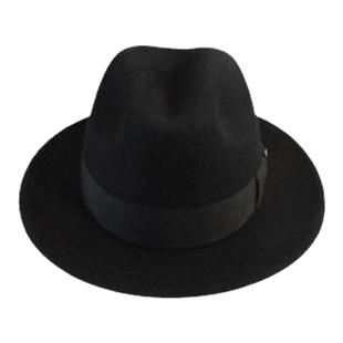 丽华100%羊毛男士帽 绅士帽 爵士帽 富绅礼帽黑蓝灰色冲钻促销