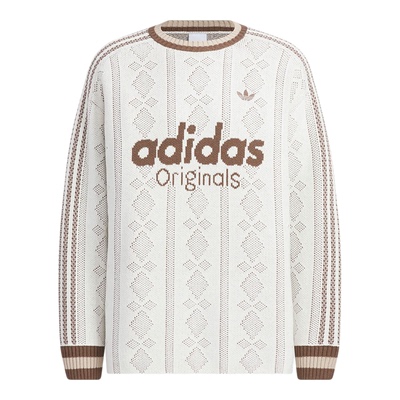 Adidas/阿迪达斯正品三叶草男女休闲针织提花条纹套头衫KS5956