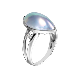 海蒂珠宝 蔚蓝眼泪 稀有海水星空蓝马眼马贝珍珠戒指18K金镶钻◇