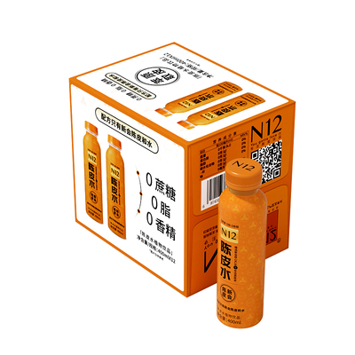 N12陈皮水饮料0糖0脂0卡健康养生脾胃气虚差无糖饮料400ml*12瓶箱