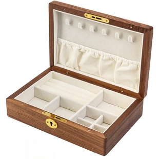 木质首饰盒收纳盒带锁高档精致复古项链戒指珠宝盒新婚礼物送新娘