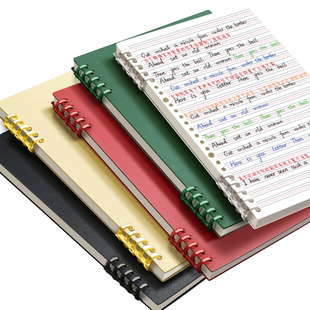 复古活页英语本16k笔记本子可拆卸加厚初高中生b5英文本单词本小学生英语专用活页本四线三格练习本替芯超厚