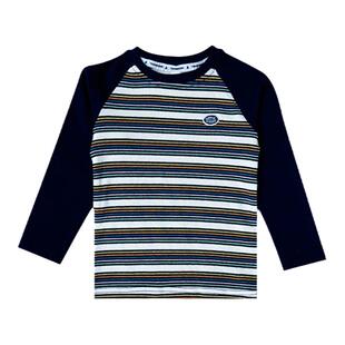 山系露营风儿童条纹长袖t恤2026春秋装女童休闲打底衫弹力柔软