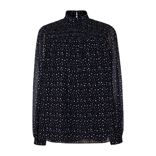 朗姿/MOJO AVENUE莫佐小高领雪纺衬衫2024年新款波点灵动垂