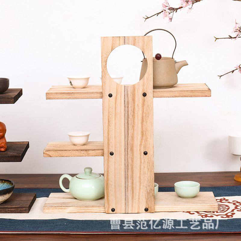 桌面博古架实木中式桌面桌上架宝置物架多茶壶架子茶具阁茶杯展示