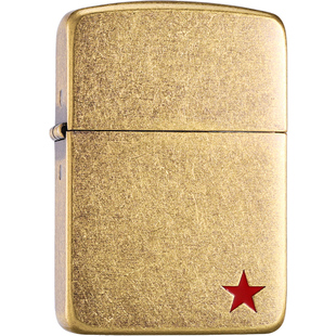 zippo正品打火机 红五星1941仿古铜官方旗舰店防风煤油送男友礼物