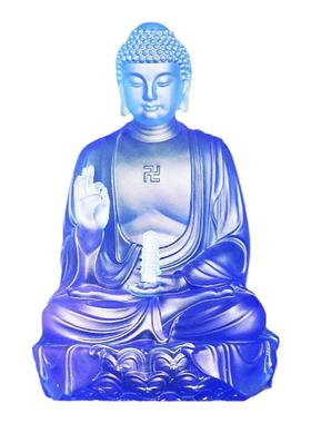 琉璃光摆件中式佛堂九华山药师佛