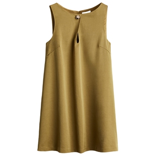 HM女装连衣裙冬季气质通勤无袖宽松a字版型背心式连衣裙1290380