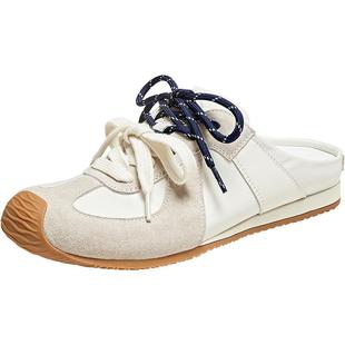 百思图25夏新款一脚蹬德训穆勒拖包头半拖厚底外穿女拖鞋E5609BH5